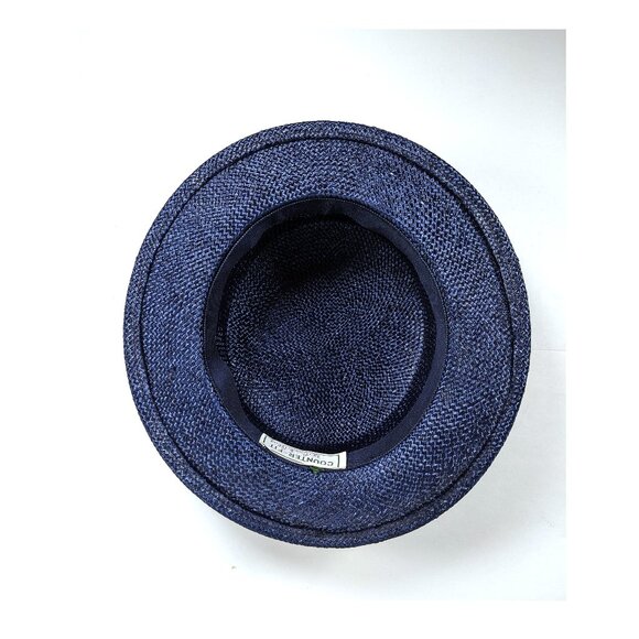 Vintage Counter-Fit by Frank Olive Hat Woven Navy Women\'s Easter High Tea Church